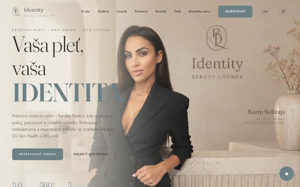 Ukážka webu Identity Beauty Lounge