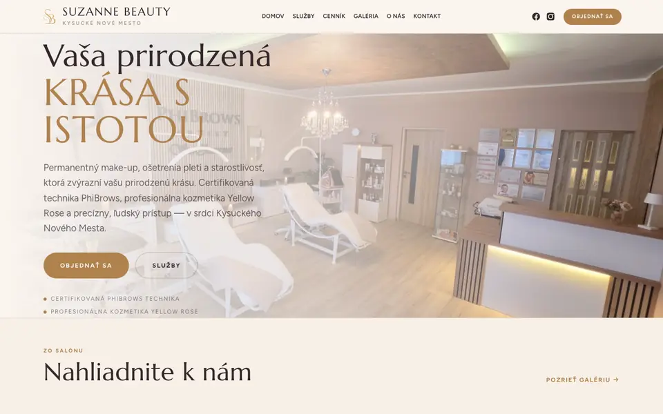 Ukážka webu Kozmetický salón SuZanne